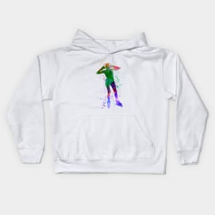 Woman in roller skates in watercolor Kids Hoodie